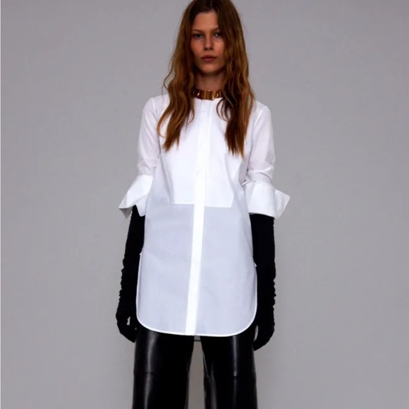 Celine Tops - Celine Tuxedo shirt with bib and back ties 38 NWT